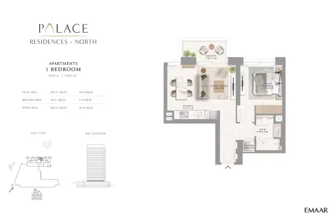 Floor plan, 1 Bed, 638 sq ft