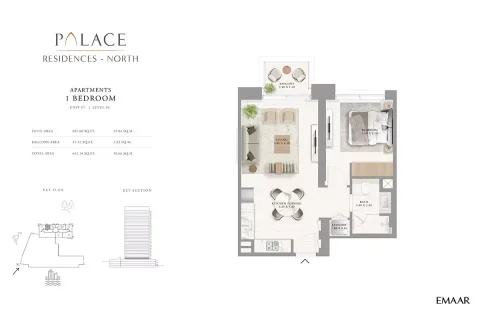 Floor plan, 1 Bed, 642 sq ft
