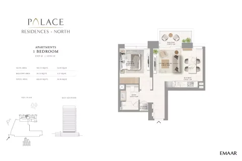 Floor plan, 1 Bed, 638 sq ft