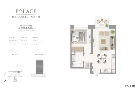 Floor plan, 1 Bed, 641 sq ft