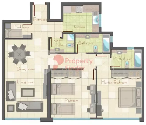Floor plan, 2 Beds, 1,450 sq ft
