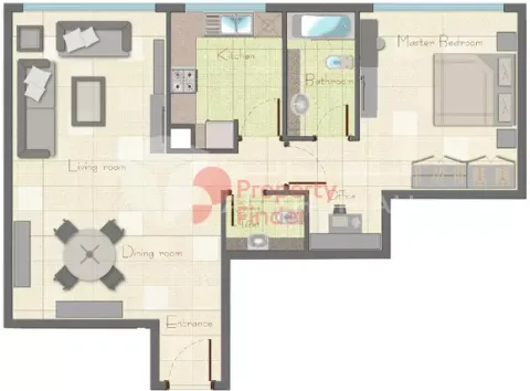 Floor plan, 1 Bed, 1,000 sq ft