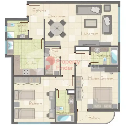 Floor plan, 2 Beds, 1,500 sq ft