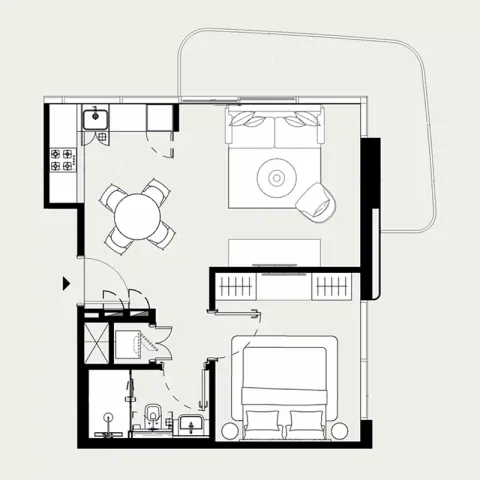 Floor plan, 1 Bed, 642 sq ft