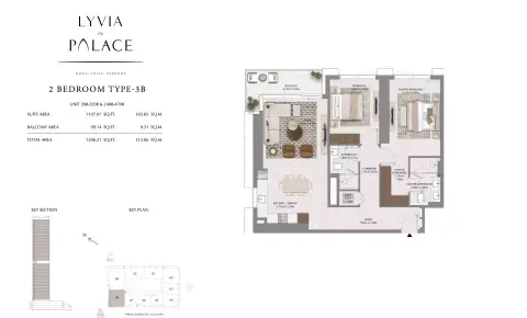 Floor plan, 2 Beds, 1,206 sq ft