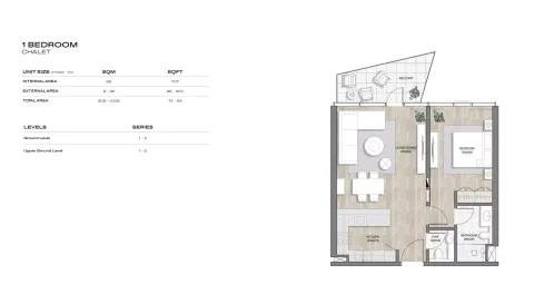 Floor plan, 1 Bed, 707 sq ft