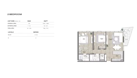 Floor plan, 2 Beds, 1,173 sq ft