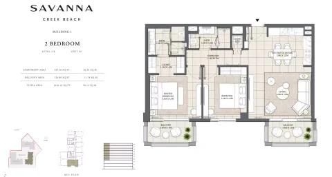 Floor plan, 2 Beds, 1,056 sq ft