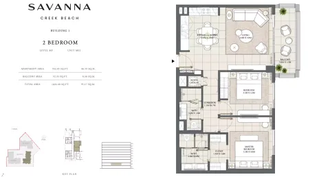 Floor plan, 2 Beds, 1,024 sq ft