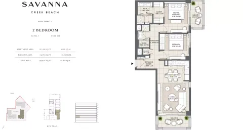 Floor plan, 2 Beds, 1,058 sq ft