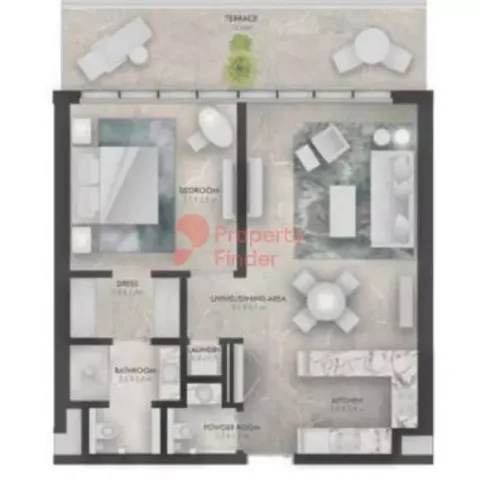 Floor plan, 1 Bed, 1,038 sq ft