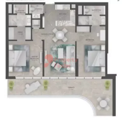 Floor plan, 2 Beds, 1,332 sq ft