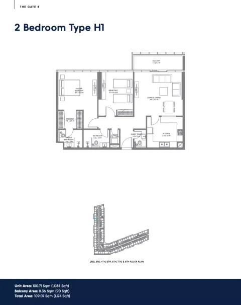 Floor plan, 2 Beds, 1,174 sq ft
