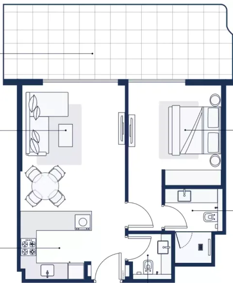 Floor plan, 1 Bed, 893 sq ft