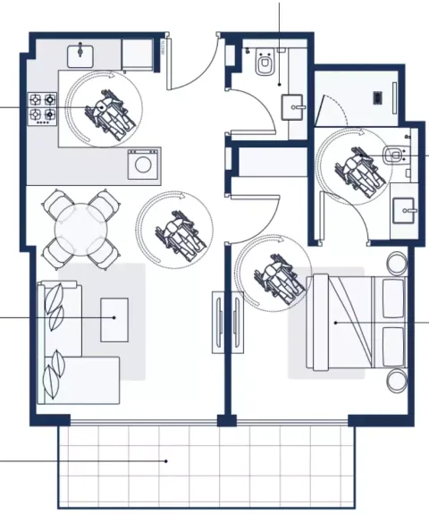Floor plan, 1 Bed, 721 sq ft