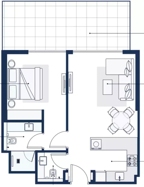 Floor plan, 1 Bed, 850 sq ft