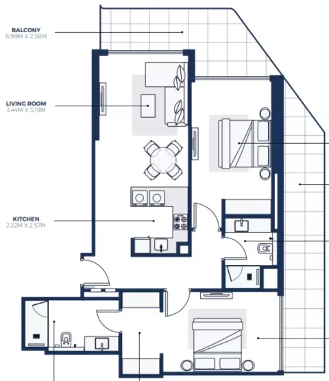 Floor plan, 2 Beds, 1,323 sq ft