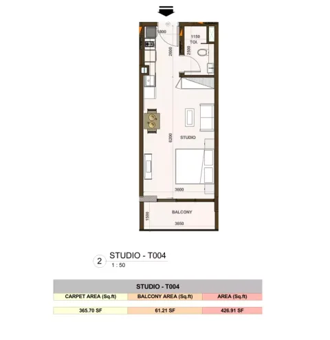 Floor plan, Studio, 426 sq ft