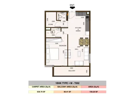 Floor plan, 1 Bed, 720 sq ft