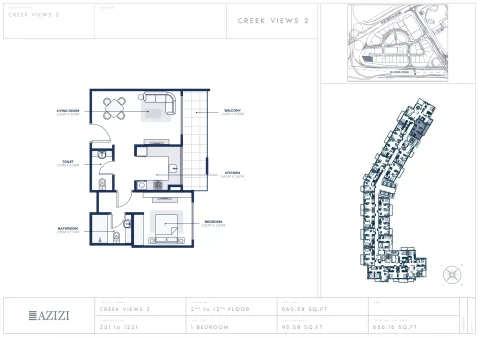 Floor plan, 1 Bed, 656 sq ft