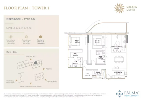 Floor plan, 2 Beds, 1,722 sq ft