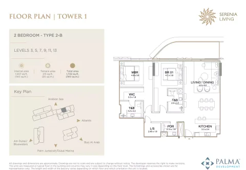 Floor plan, 2 Beds, 1,722 sq ft