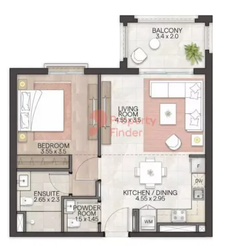 Floor plan, 1 Bed, 699 sq ft