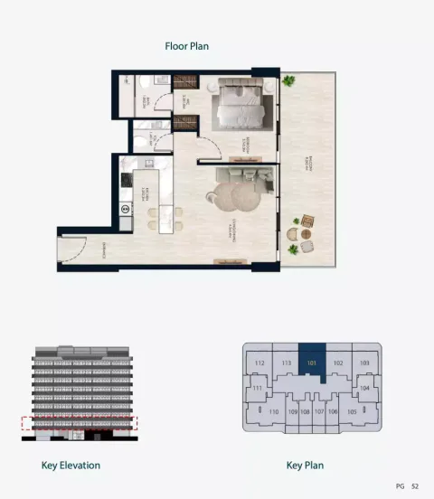 Floor plan, 1 Bed, 849 sq ft