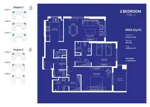 Floor plan, 2 Beds, 1,347 sq ft