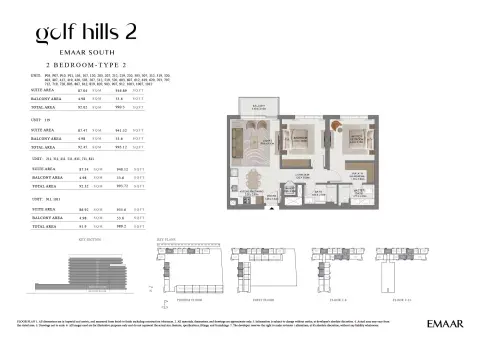 Floor plan, 2 Beds, 990 sq ft