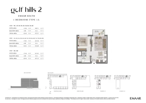 Floor plan, 1 Bed, 671 sq ft