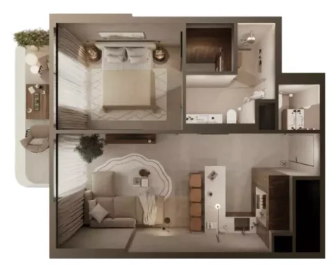 Floor plan, 1 Bed, 581 sq ft