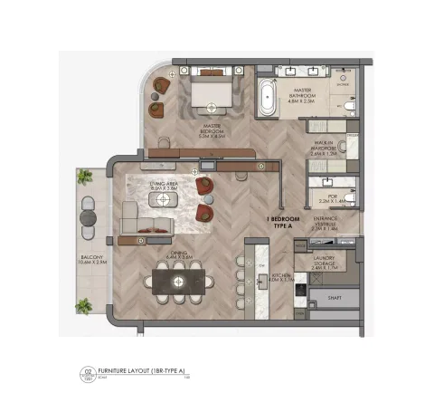 Floor plan, 1 Bed, 0 sq ft
