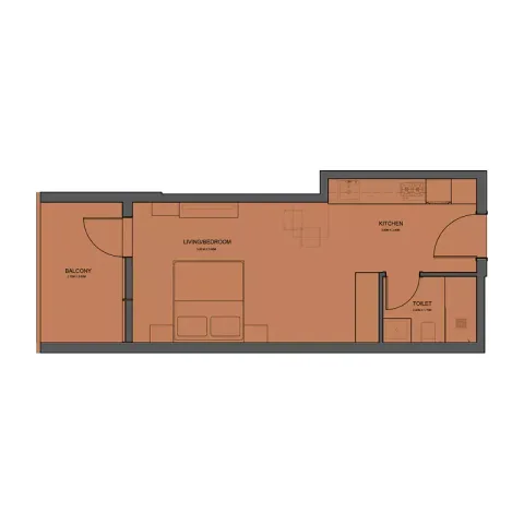 Floor plan, Studio, 405 sq ft