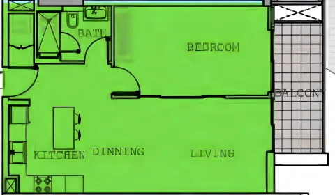 Floor plan, 1 Bed, 0 sq ft
