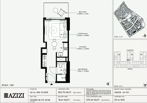 Floor plan, Studio, 379 sq ft
