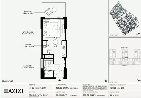 Floor plan, Studio, 382 sq ft