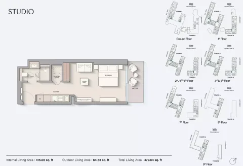 Floor plan, Studio, 479 sq ft