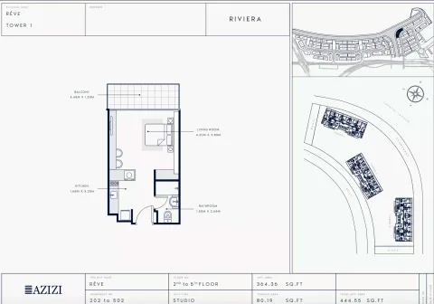 Floor plan, Studio, 444 sq ft