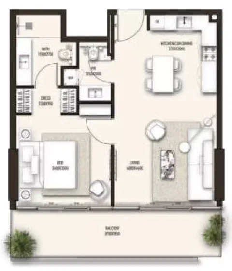 Floor plan, 1 Bed, 806 sq ft