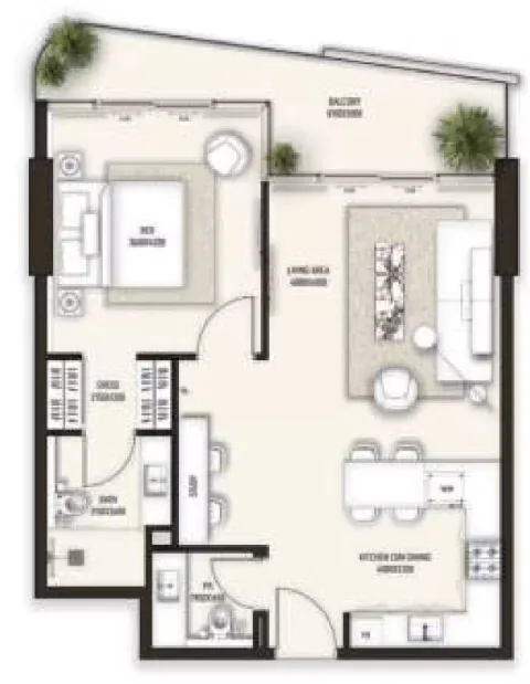 Floor plan, 1 Bed, 880 sq ft