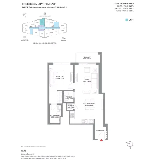Floor plan, 1 Bed, 787 sq ft