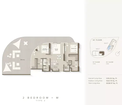 Floor plan, 2 Beds, 2,638 sq ft