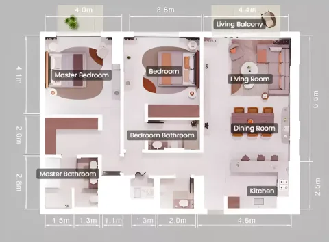 Floor plan, 2 Beds, 1,431 sq ft