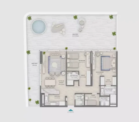 Floor plan, 2 Beds, 2,271 sq ft