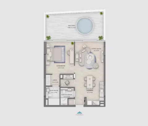 Floor plan, 1 Bed, 1,113 sq ft