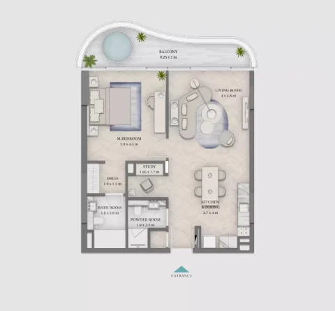 Floor plan, 1 Bed, 912 sq ft