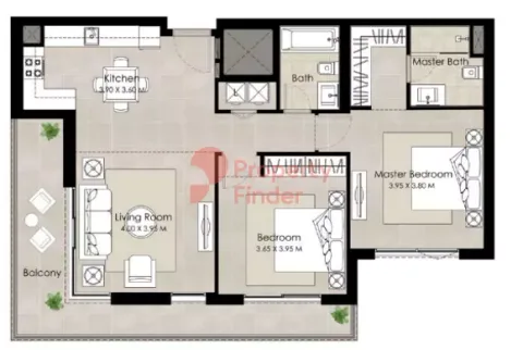 Floor plan, 2 Beds, 1,157 sq ft