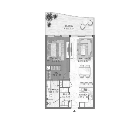 Floor plan, 1 Bed, 779 sq ft