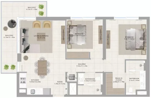 Floor plan, 2 Beds, 1,176 sq ft